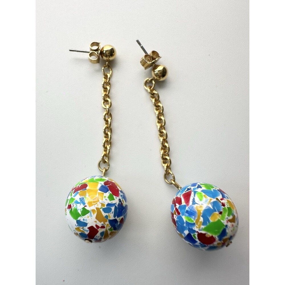 Rare Vintage Avon Speckled Jawbreaker Drop Post Earrings
